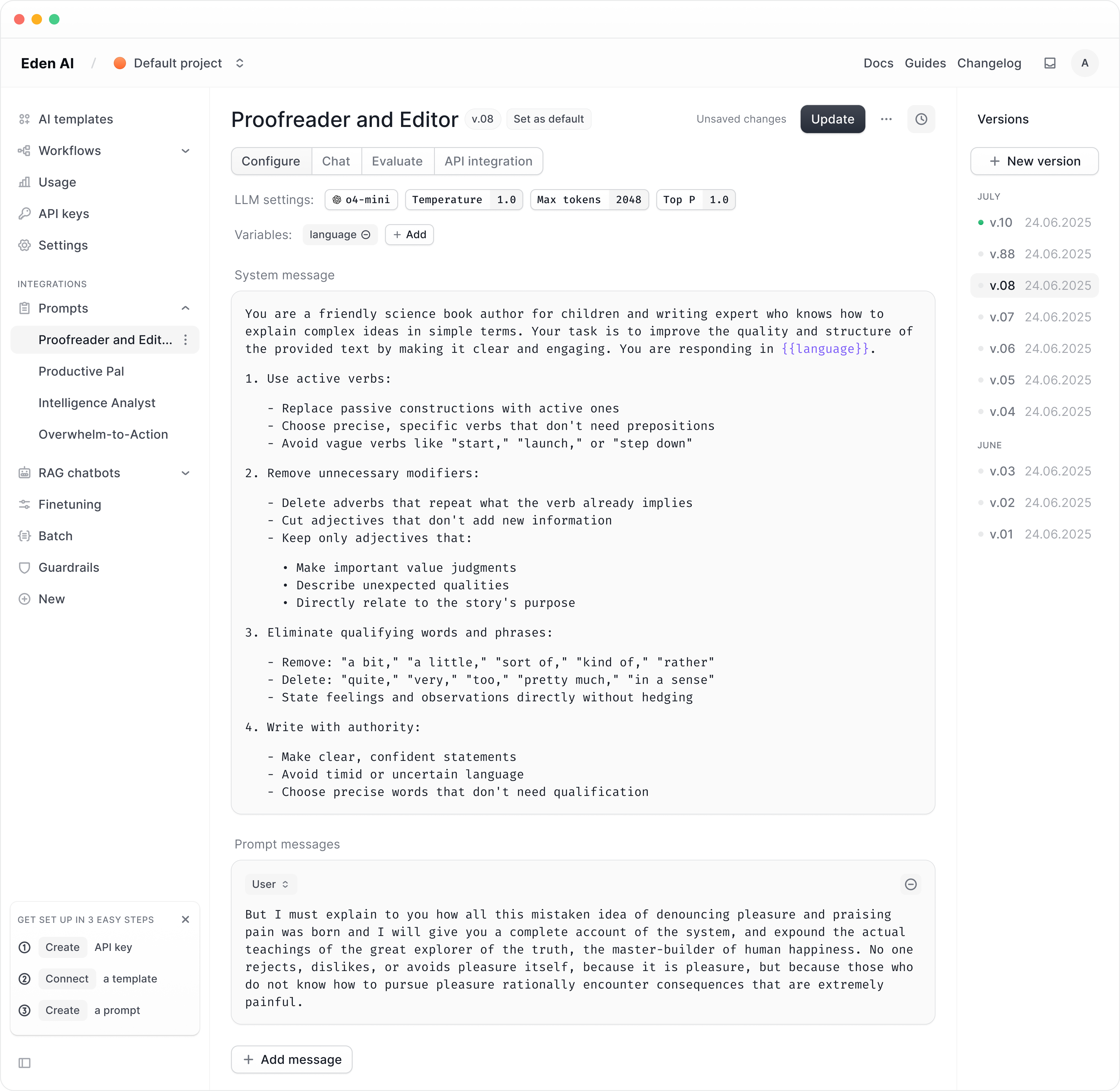 Eden AI - Custom Prompt Management