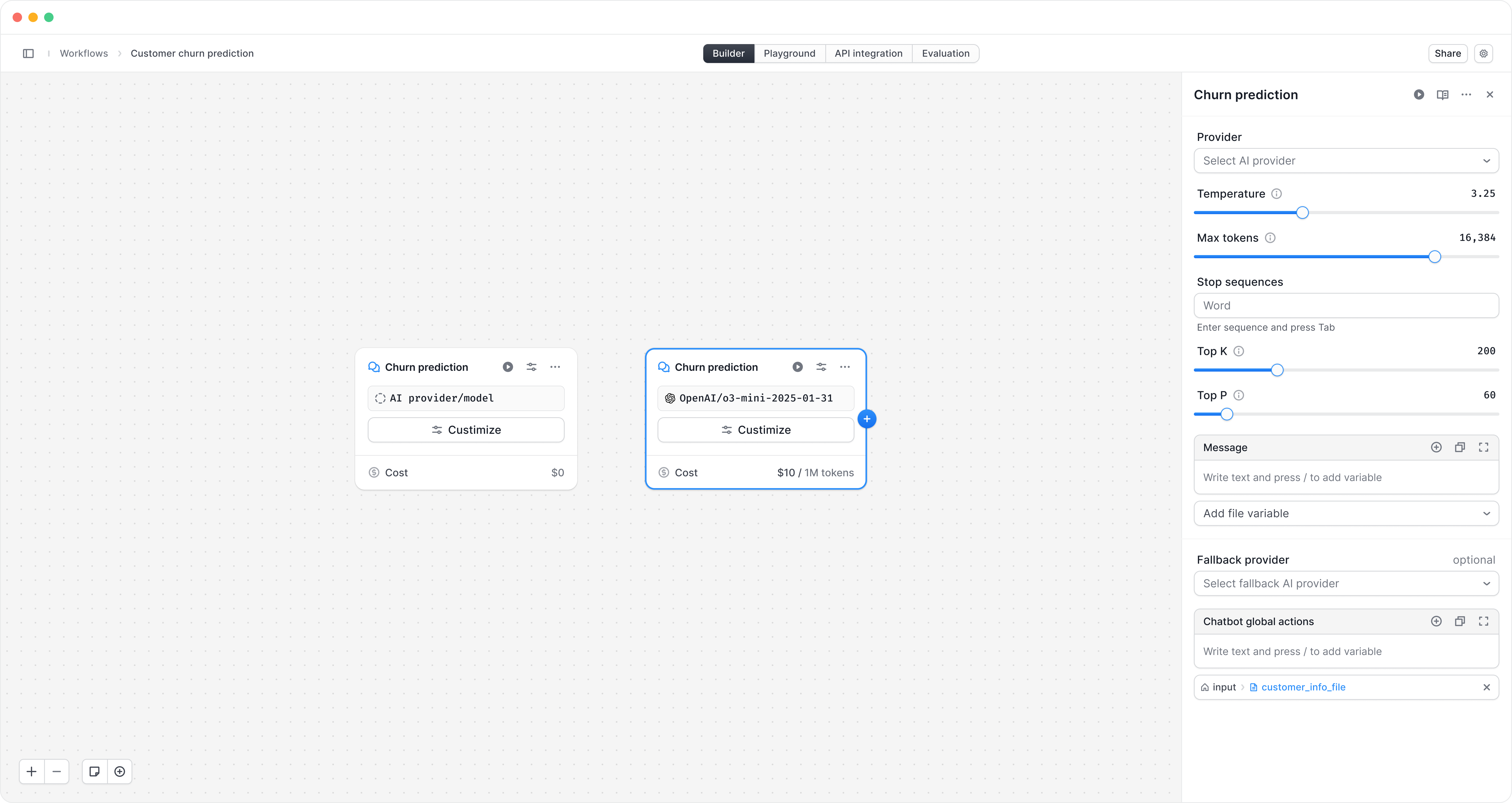 Eden Workflow LLM Node - AI integration interface for language model processing