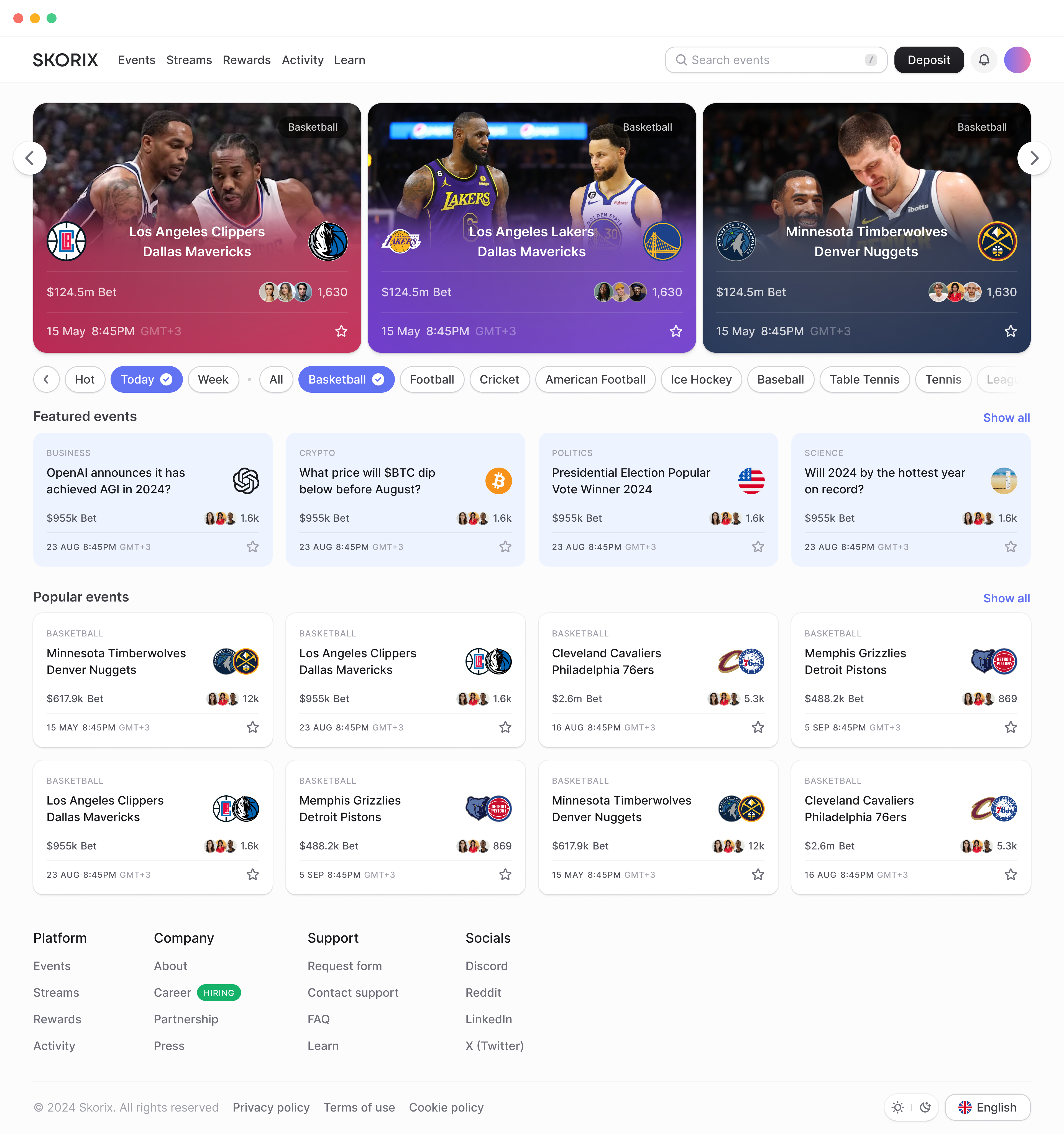 Skorix - A modern event prediction platform